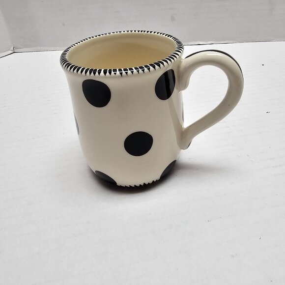 4 Ceramic M Bagwell Mix & Match Polka Dot Black White Striped Mugs Cups Lot #2 - Picture 2 of 6
